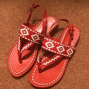 New Red Marc Fisher Flat Sandals